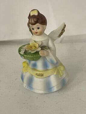 Vintage Brinn's My Little March Birthday Angel Girl Ceramic Figurine Collectible